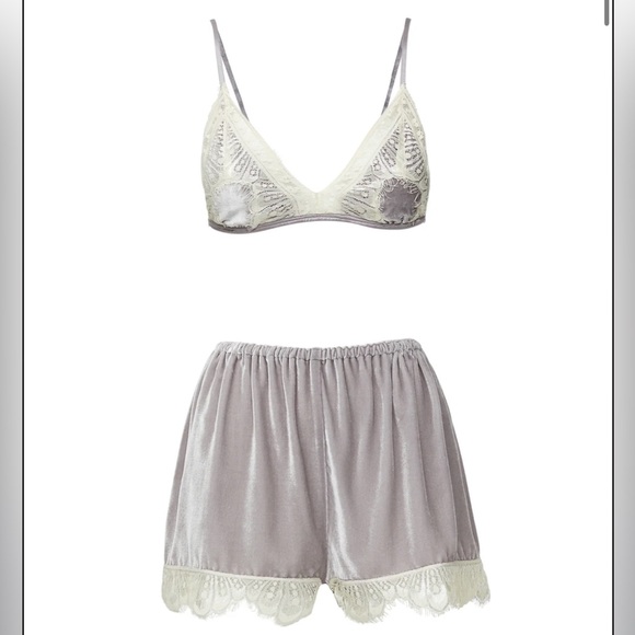 Sleeping With Jacques Julia Matching Bralette And Shorts Pajama Set NWT Platinum - Picture 3 of 7